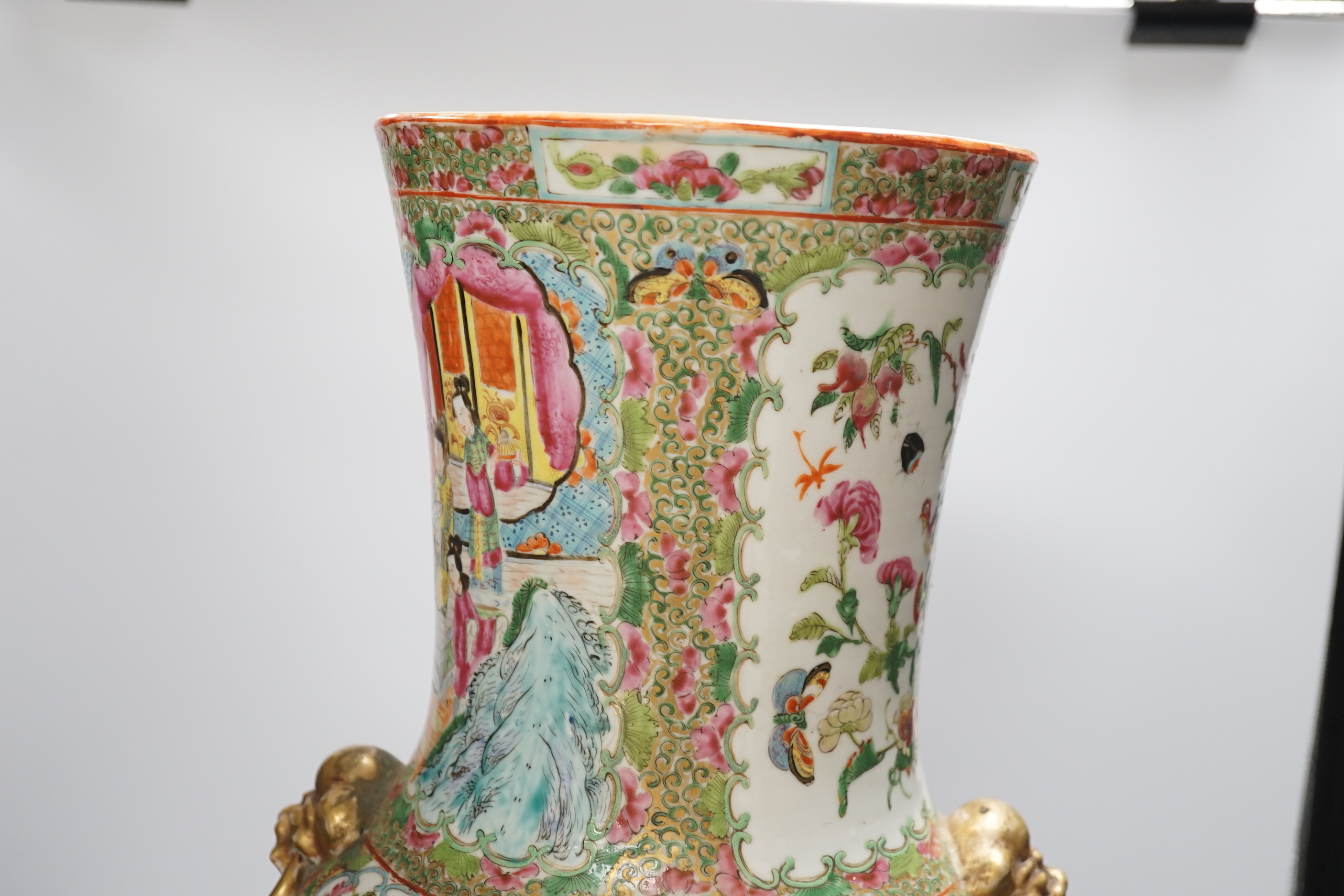 A large Chinese famille rose vase, 19th century, 62.5cm (a.f.)